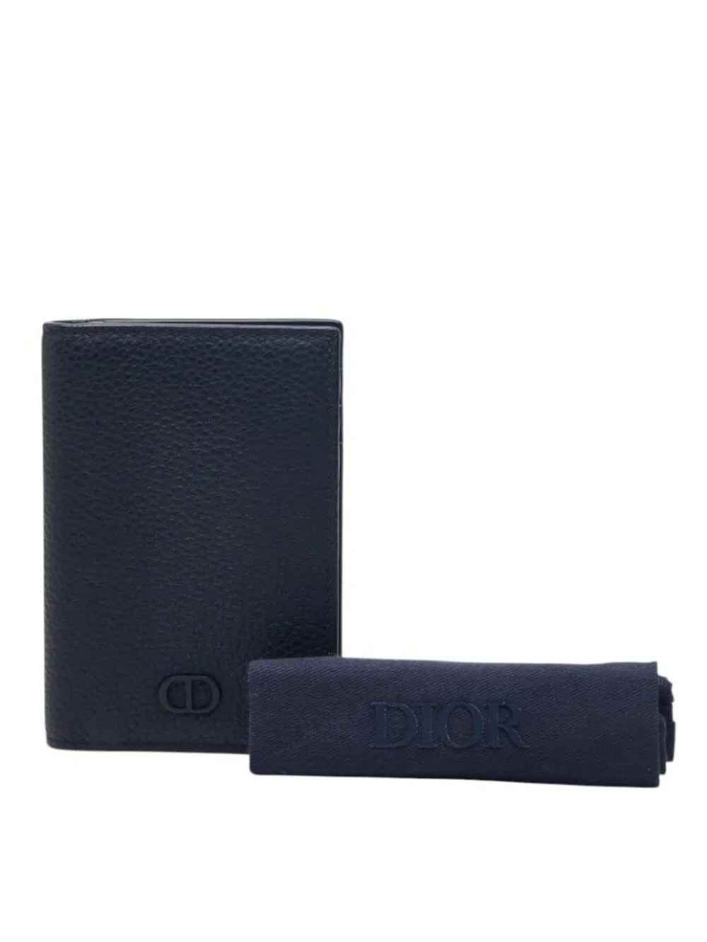 Dior Card Case Navy Leather